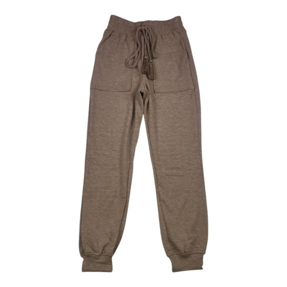 Moon River NWT Fleece Lined Tassel Jogger Neutral Brown XS - Picture 10 of 15